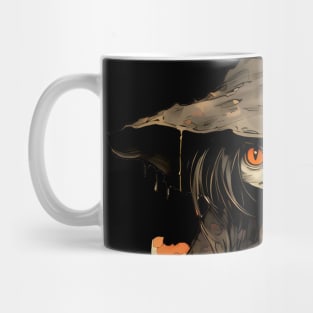 Halloween Apprentice: The Little Goblin Witch on a dark (knocked out) background Mug